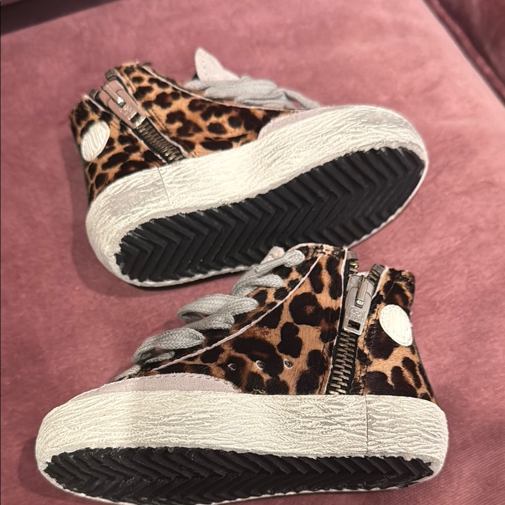 Golden Goose kids Brown and Gray High-Top Sneakers with Metallic - size 20 - Picture 3 of 4
